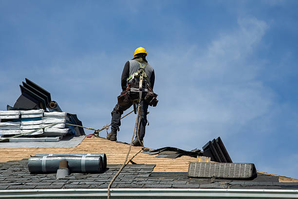 Professional Gutter Installation technician working in Lowell, MA